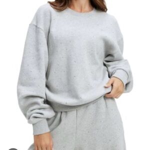 Good American Women's Gray Crewneck Sweatshirt